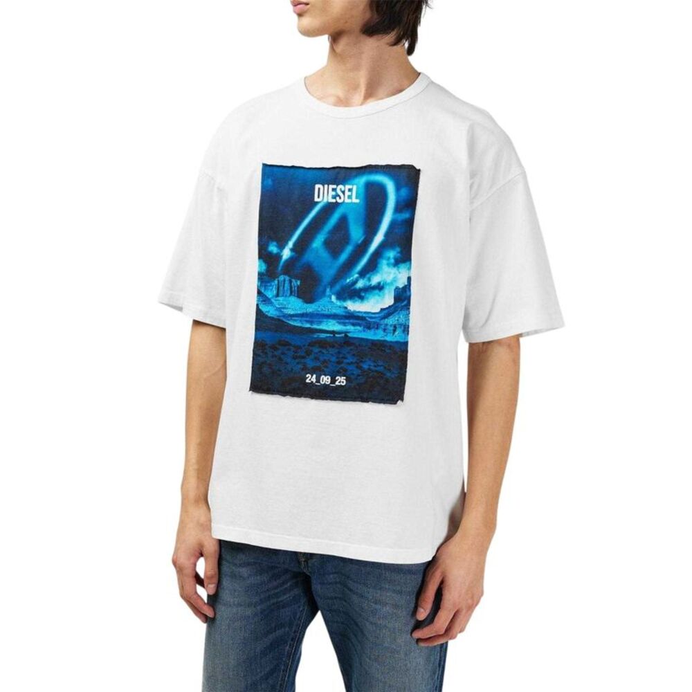 Diesel Mens T-Boxt Graphic Print Relaxed Fit Short-Sleeved T-Shirt / White